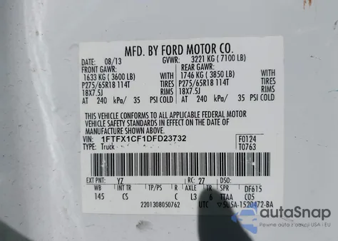 2013 Ford F-150 Stx from USA, damaged, VIN 1FTFX1CF1DFD23732